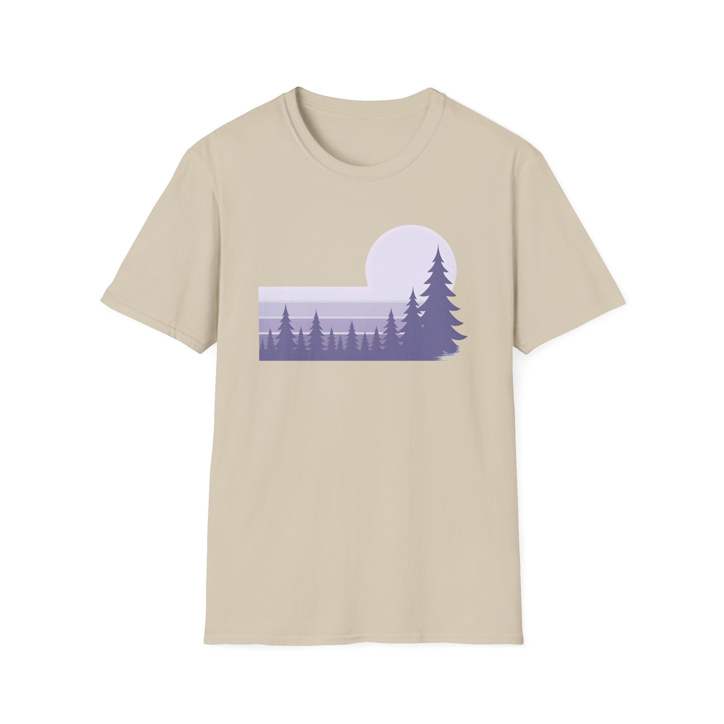 Retro Lilac Sunset Over Pines T-shirt