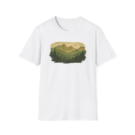 Brushstroke Green Mountain Landscape T-shirt