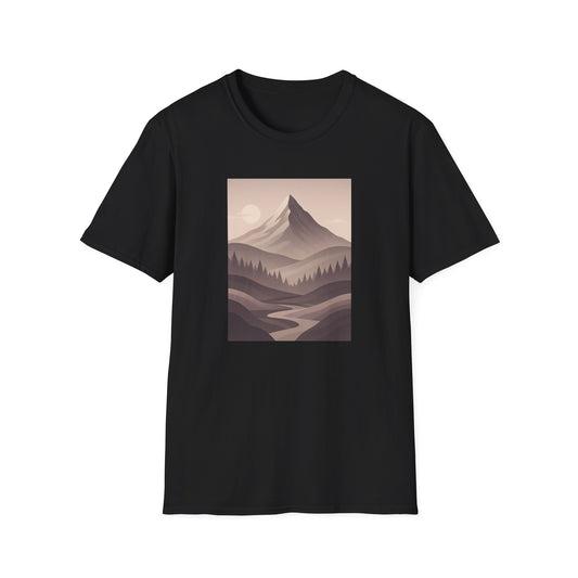 Layered Valley Greyscale Landscape T-shirt