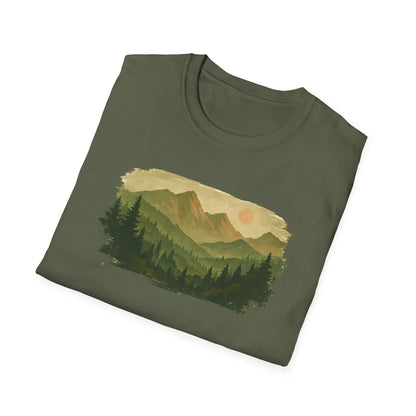 Brushstroke Green Mountain Landscape T-shirt