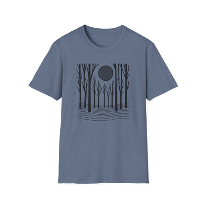 Striped Moon Over Winter Forest T-shirt