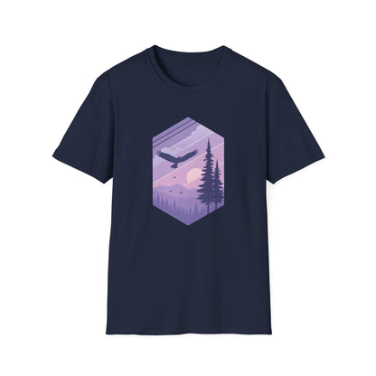 Soaring Eagle Over Purple Pines T-shirt