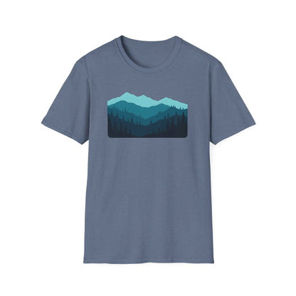 Layered Teal Mountain Landscape T-shirt