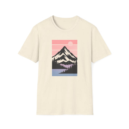 Retro Mountain Peak Pink Sunset T-shirt