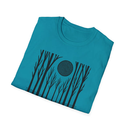Striped Moon Over Winter Forest T-shirt