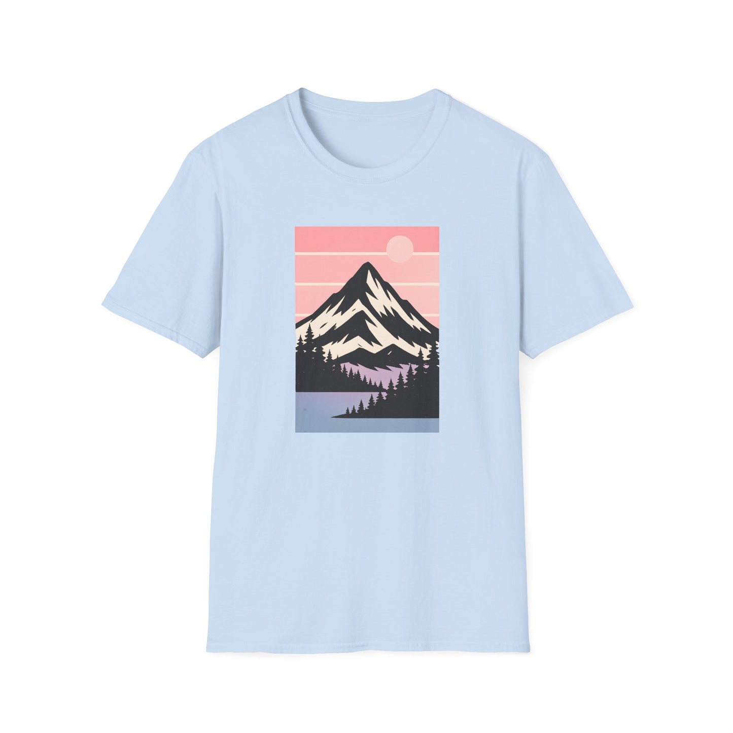 Retro Mountain Peak Pink Sunset T-shirt