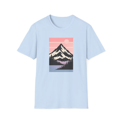 Retro Mountain Peak Pink Sunset T-shirt