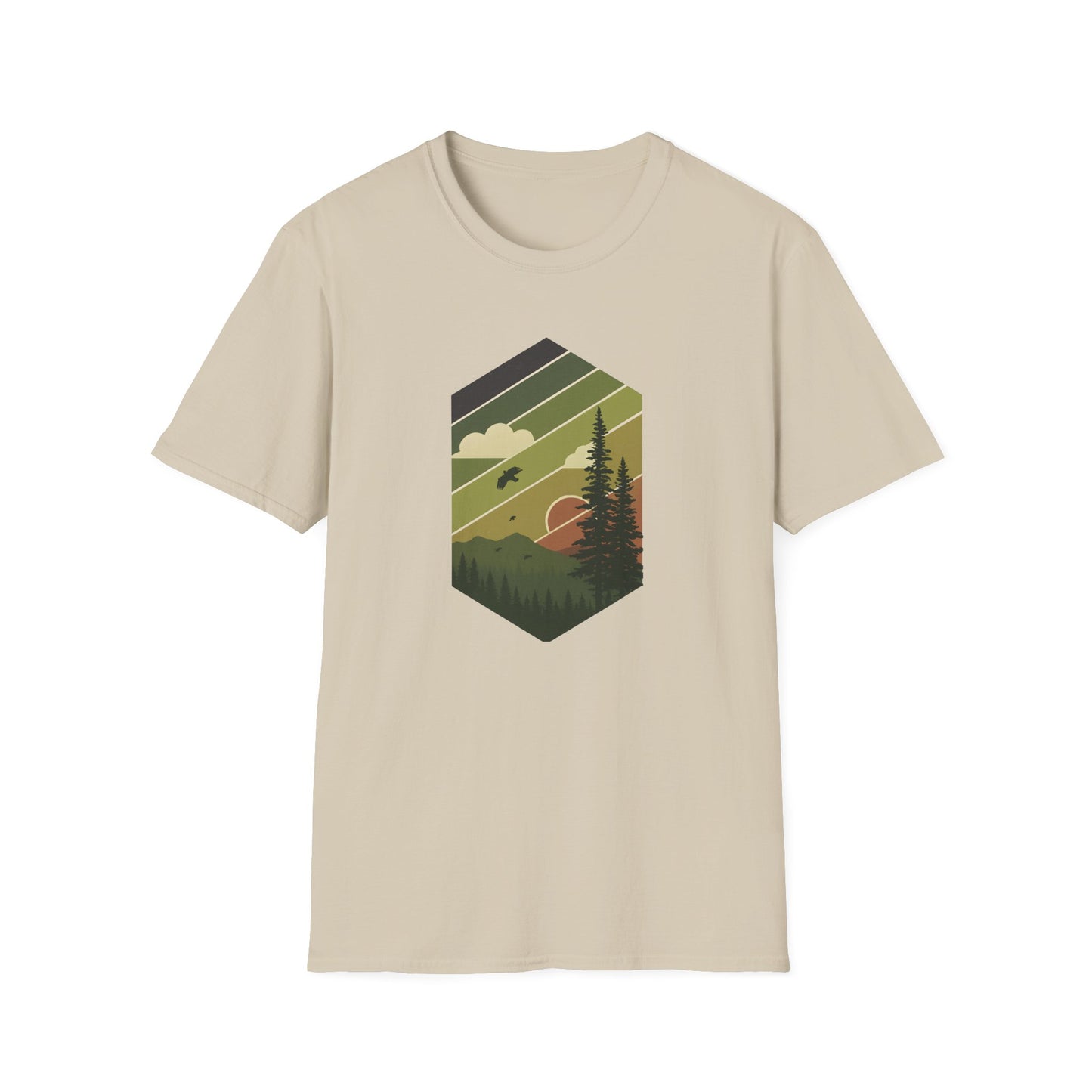Retro Pine Forest Sunset T-shirt