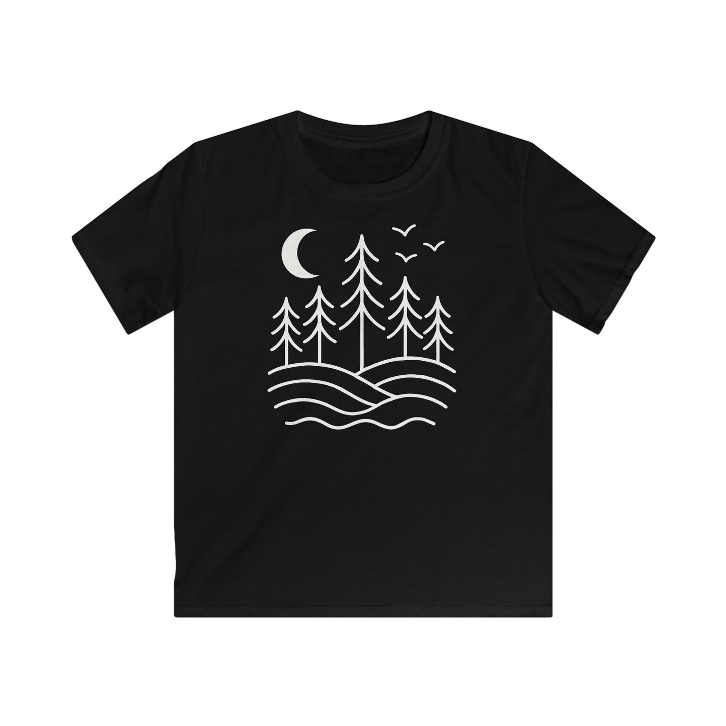 Children's Pines and Birds Under The Moon T-shirt