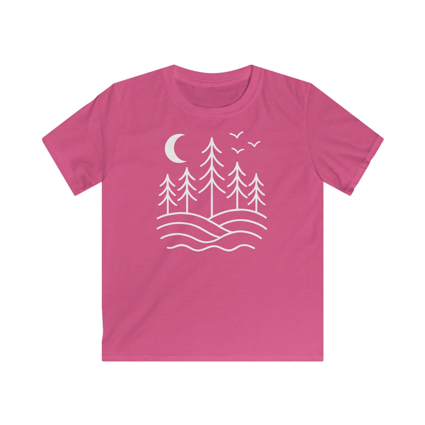 Children's Pines and Birds Under The Moon T-shirt