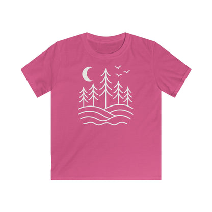 Children's Pines and Birds Under The Moon T-shirt