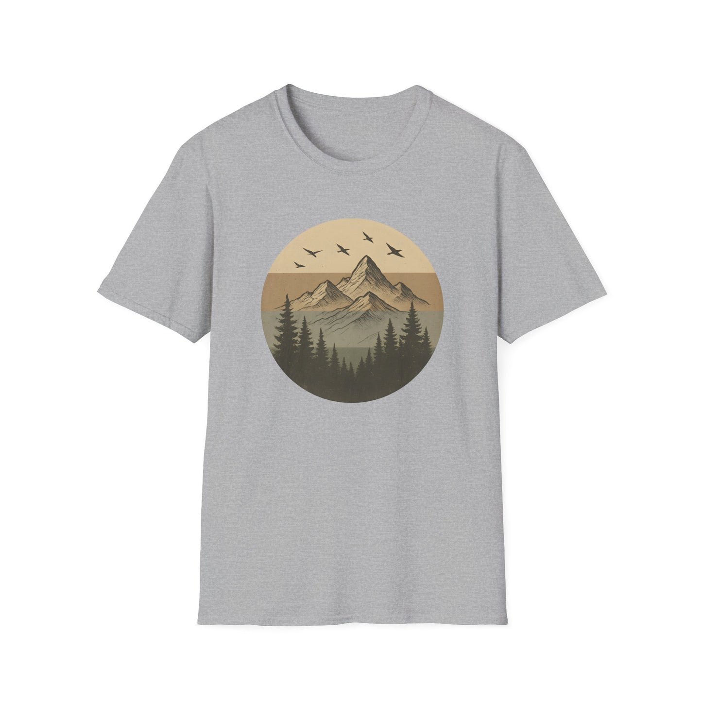 Retro Mountain Landscape Earth Tones T-shirt