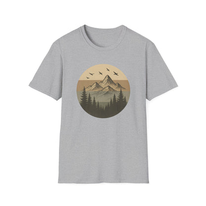 Retro Mountain Landscape Earth Tones T-shirt
