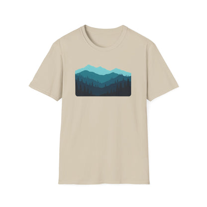Layered Teal Mountain Landscape T-shirt