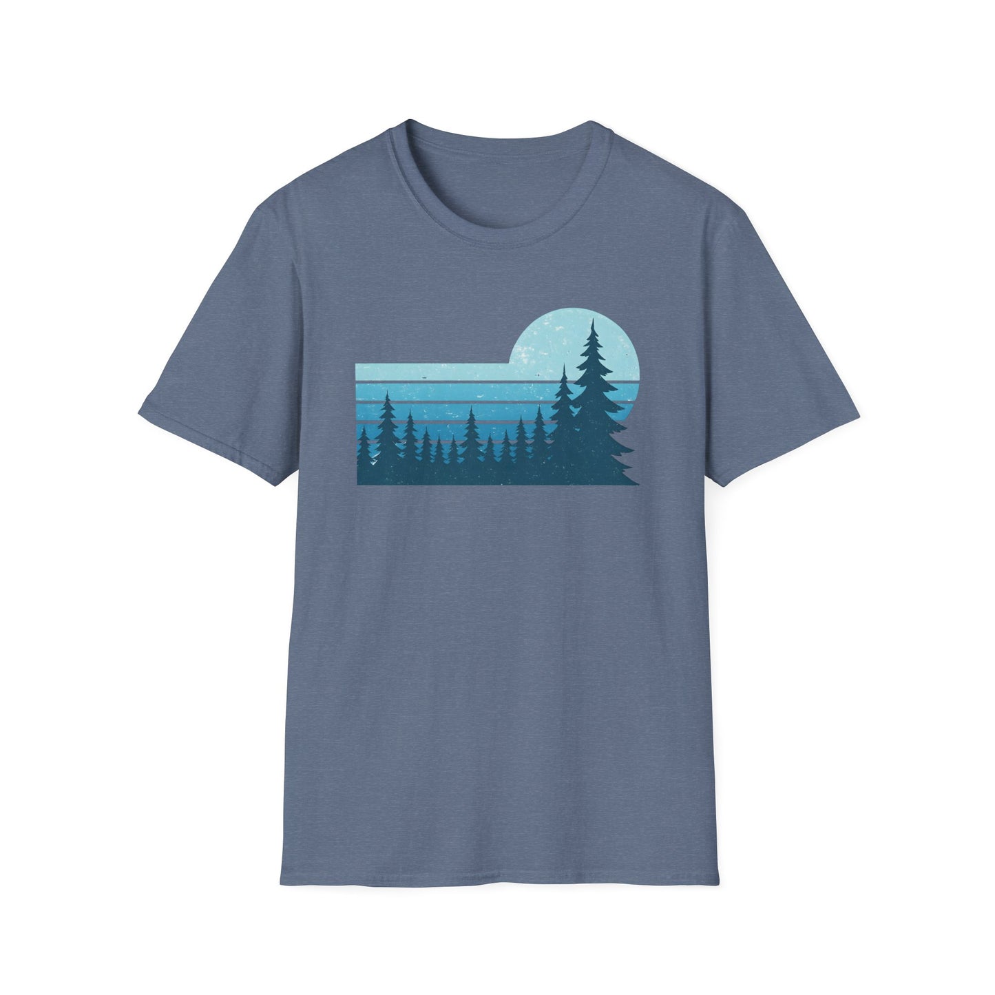Retro Teal Sunset Over Pines T-shirt