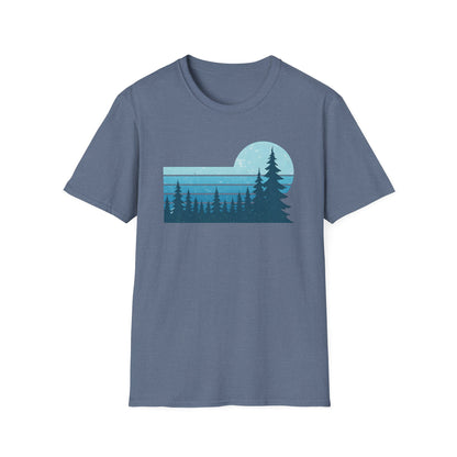 Retro Teal Sunset Over Pines T-shirt