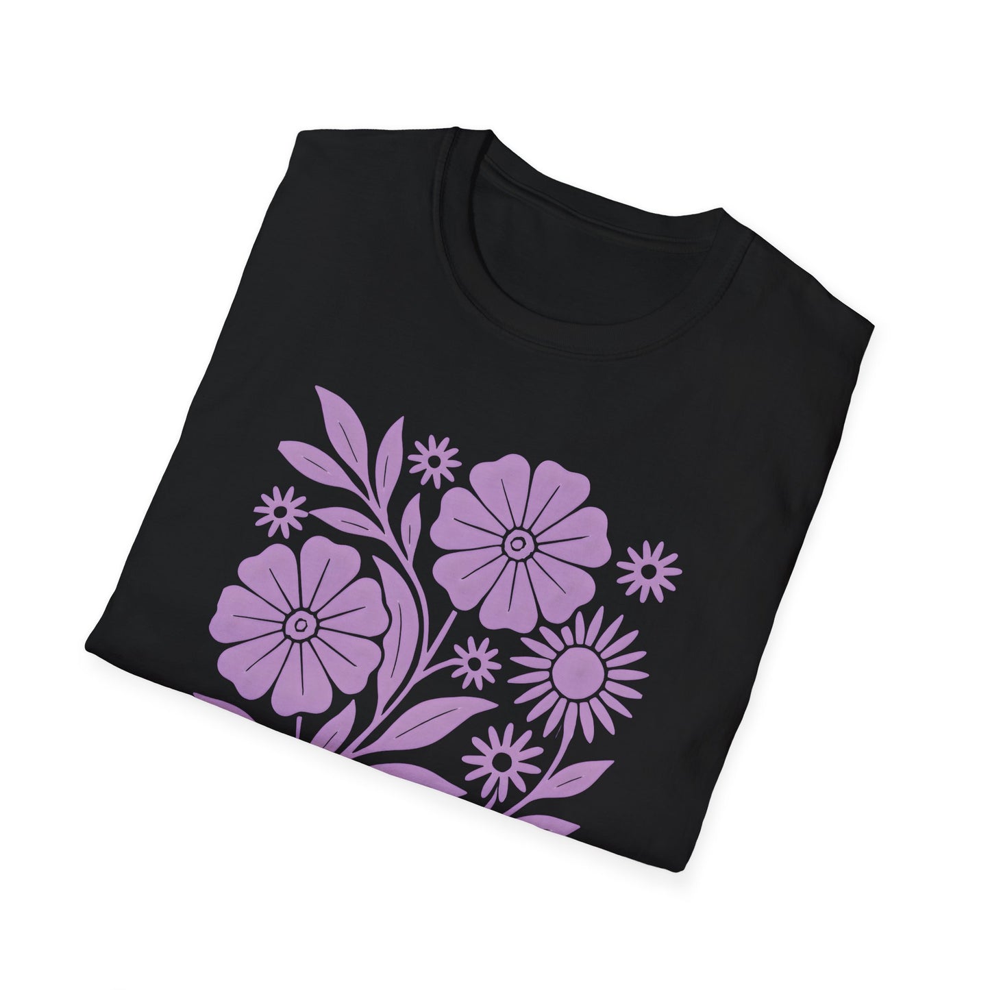Flower Gathering Lavender Ink Print T-shirt
