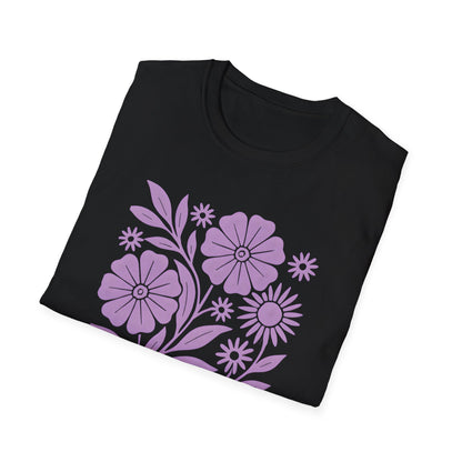 Flower Gathering Lavender Ink Print T-shirt