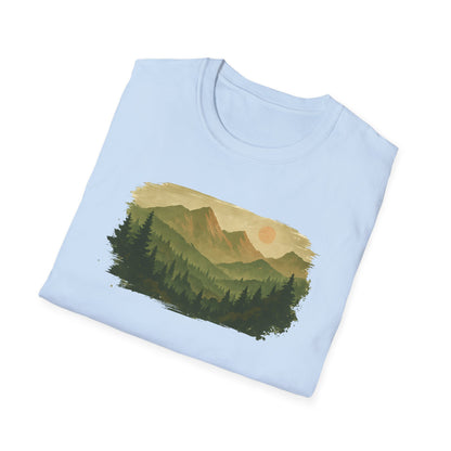 Brushstroke Green Mountain Landscape T-shirt