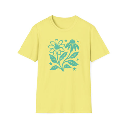Flowers Under The Stars Ink Print T-shirt