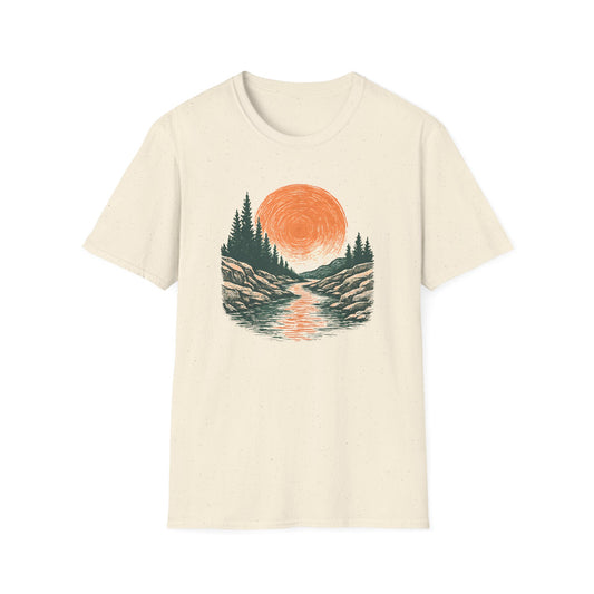 Vintage Sunset Over River T-shirt