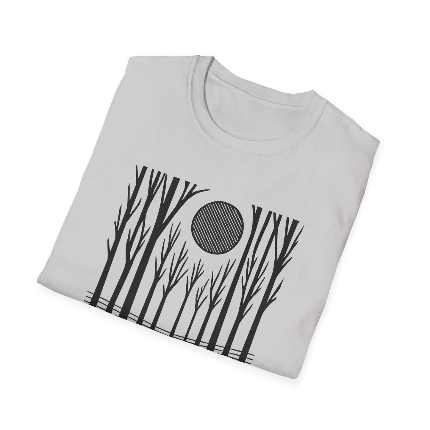 Striped Moon Over Winter Forest T-shirt
