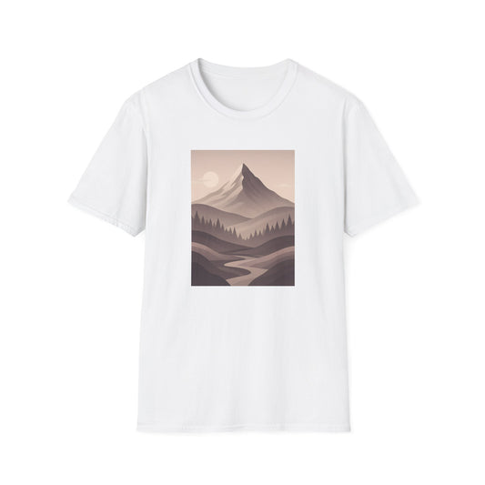 Layered Valley Greyscale Landscape T-shirt