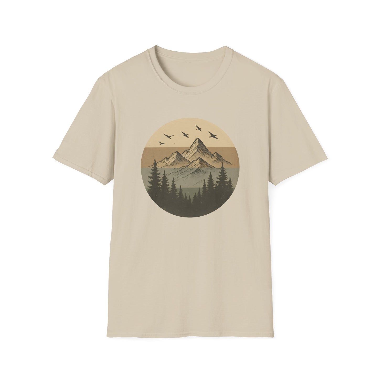 Retro Mountain Landscape Earth Tones T-shirt