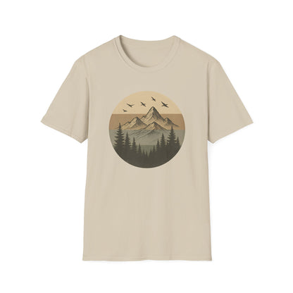 Retro Mountain Landscape Earth Tones T-shirt