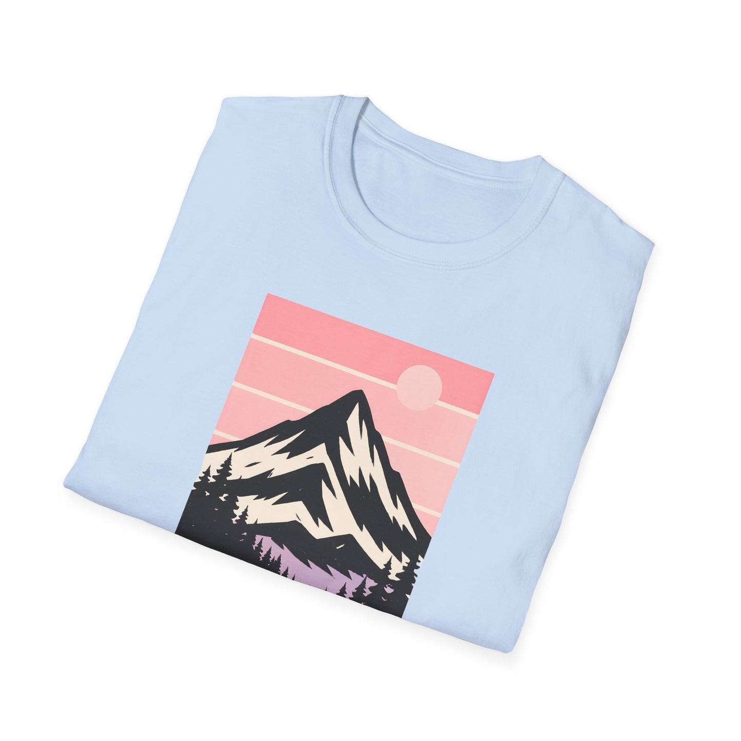 Retro Mountain Peak Pink Sunset T-shirt