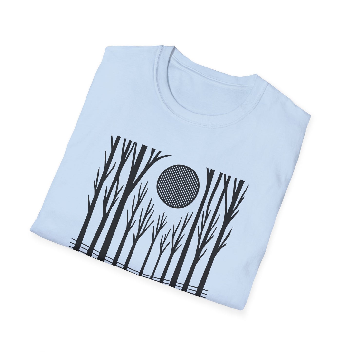 Striped Moon Over Winter Forest T-shirt