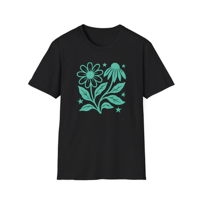 Flowers Under The Stars Ink Print T-shirt