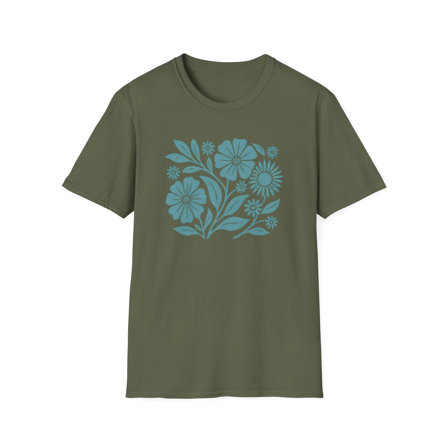Flower Gathering Ink Print T-shirt