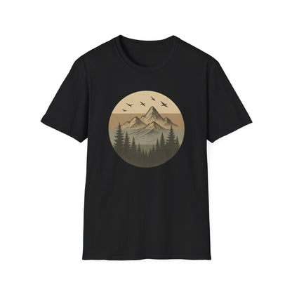 Retro Mountain Landscape Earth Tones T-shirt