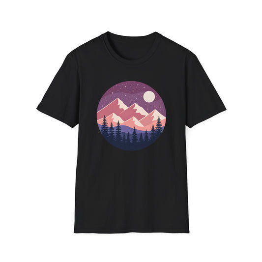 Purple Night Sky Over Mountains T-shirt