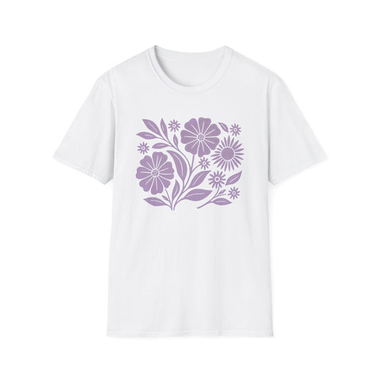 Flower Gathering Lavender Ink Print T-shirt