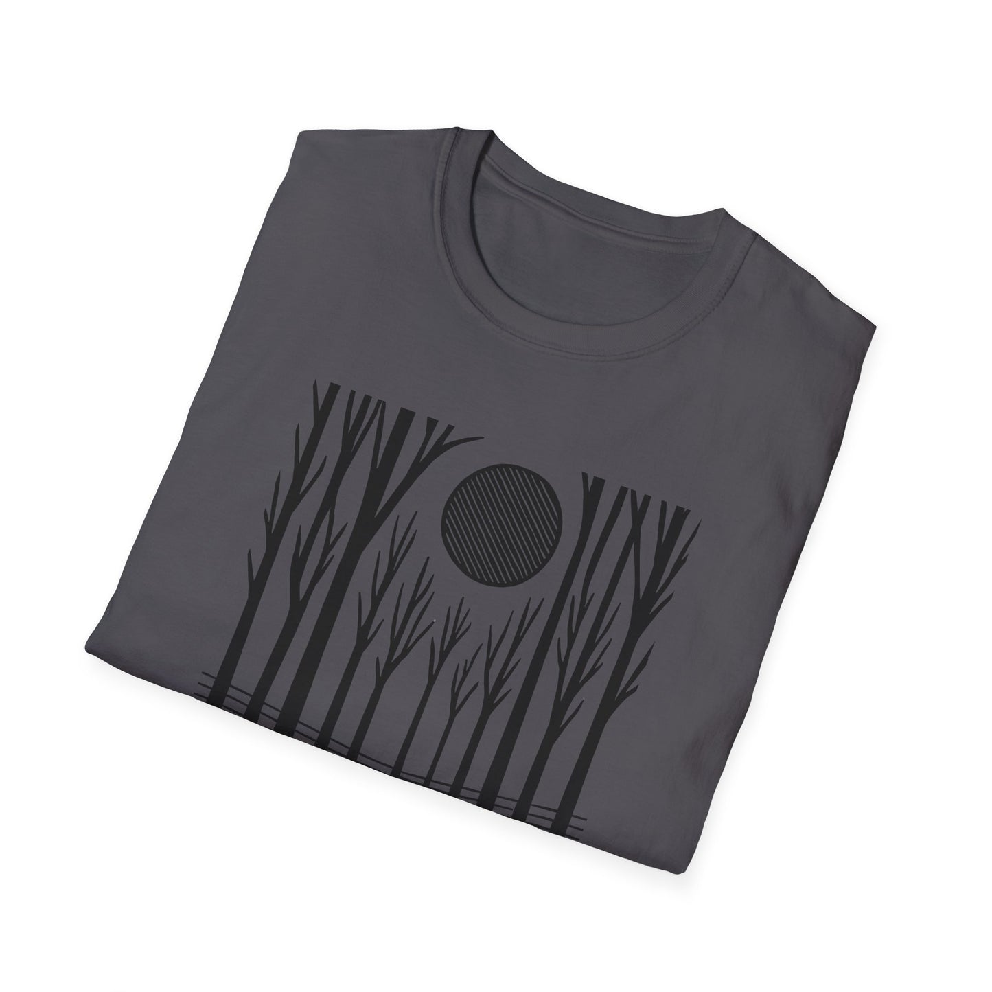 Striped Moon Over Winter Forest T-shirt