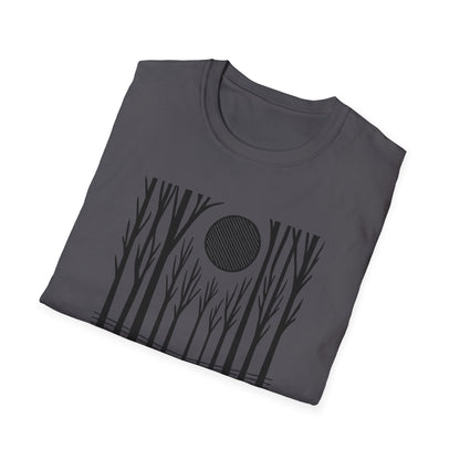 Striped Moon Over Winter Forest T-shirt