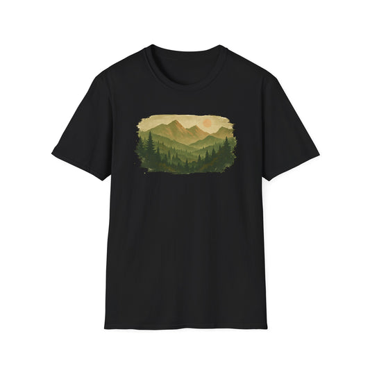 Brushstroke Green Mountain Landscape T-shirt