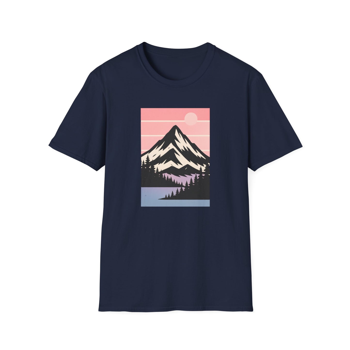 Retro Mountain Peak Pink Sunset T-shirt