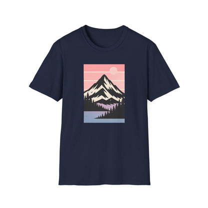 Retro Mountain Peak Pink Sunset T-shirt