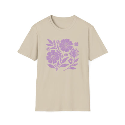 Flower Gathering Lavender Ink Print T-shirt