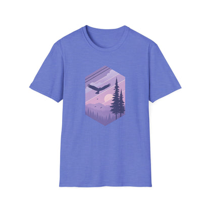 Soaring Eagle Over Purple Pines T-shirt