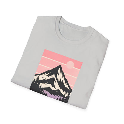 Retro Mountain Peak Pink Sunset T-shirt