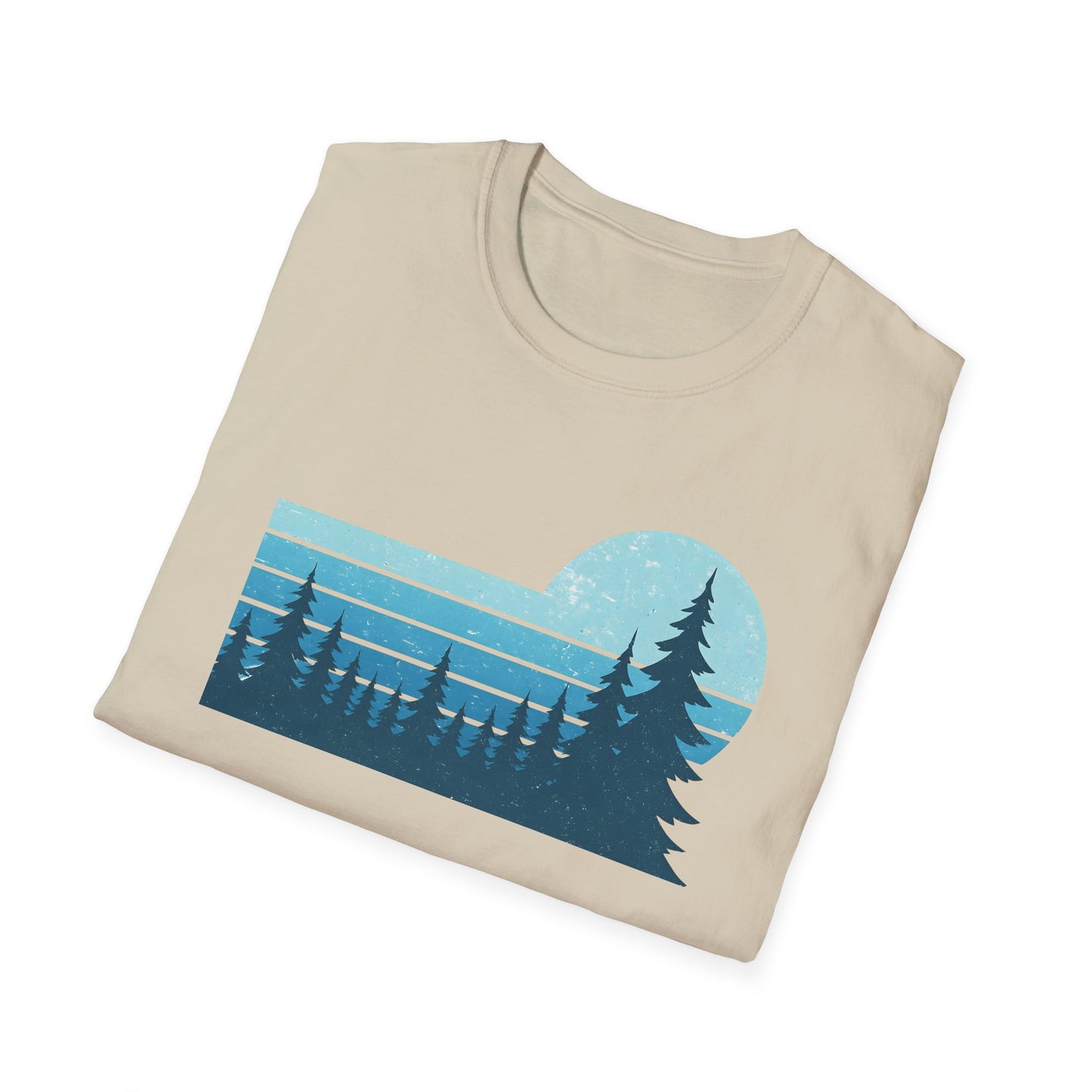 Retro Teal Sunset Over Pines T-shirt