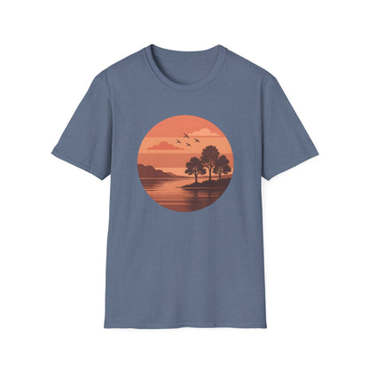 Deep Red Sunset Over Lake T-shirt