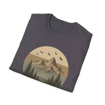 Retro Mountain Landscape Earth Tones T-shirt