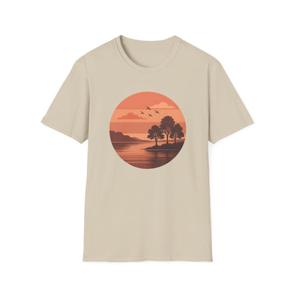 Deep Red Sunset Over Lake T-shirt