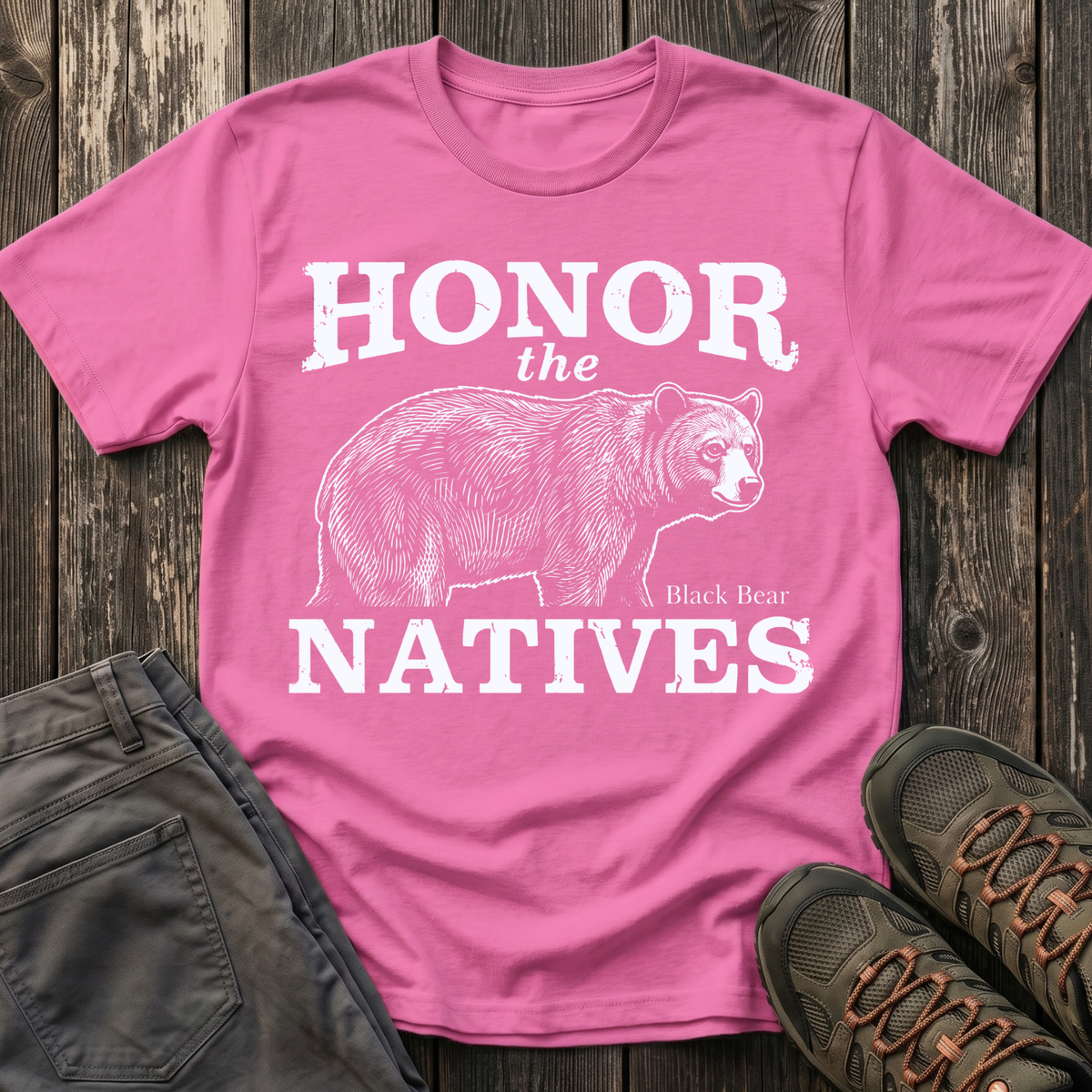 Honor The Natives Black Bear T-shirt White