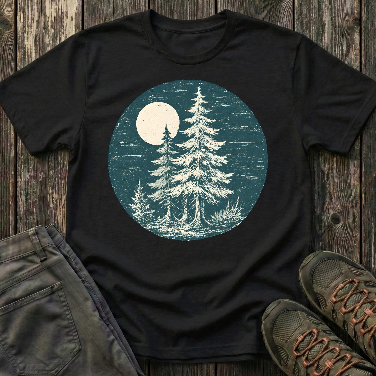 Hand Stamped Moonlit Forest T-shirt
